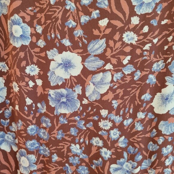 Madewell XS Woodland Floral Challis Dress brown blue purple EUC - Picture 6 of 14